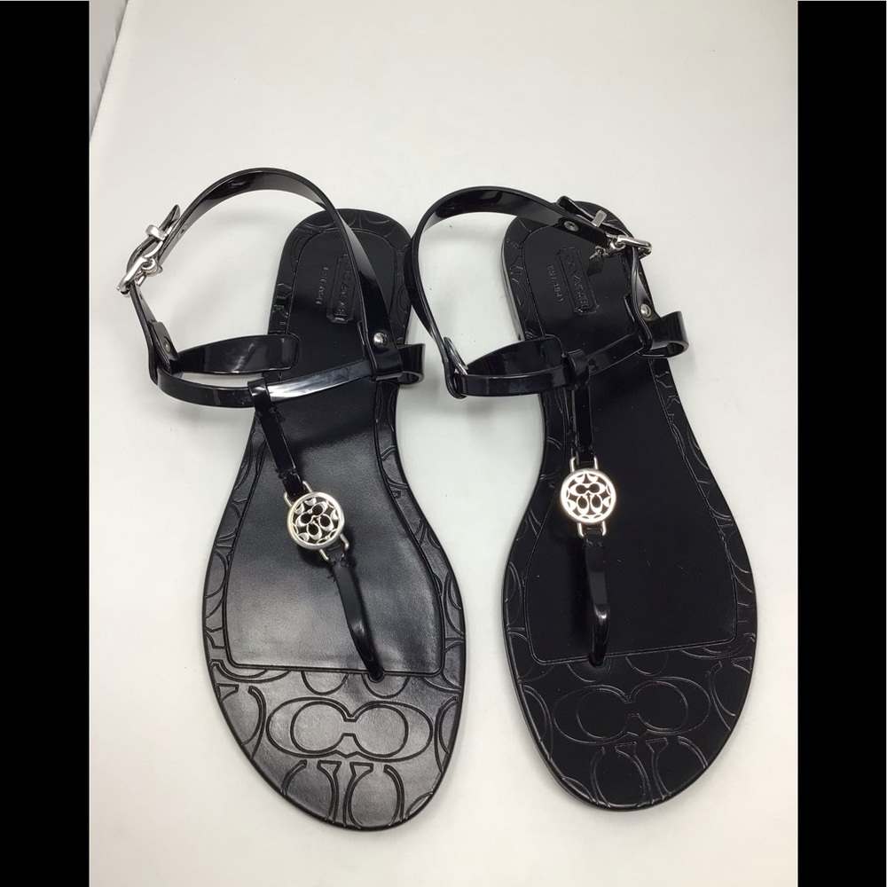 Coach “Pansy” black Jelly flat sandals